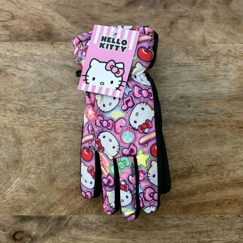 New: S/M Girls Hello Kitty Ski Gloves